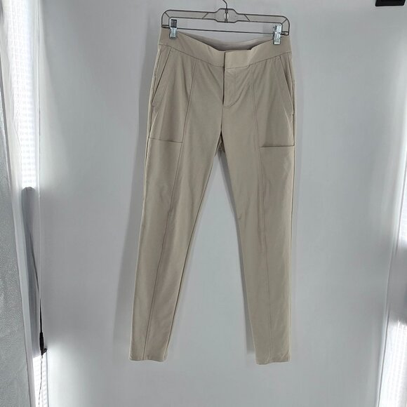 Athleta Wander Stash Skinny Hiking Travel Pants Alabone Beige sz 4 - Picture 2 of 7